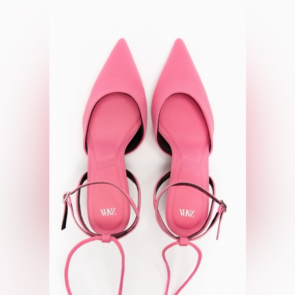 EUC - Zara Pink Tie-Up Sandal - Sz 37 - Picture 7 of 11